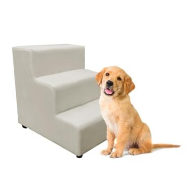 Imagem de Escada Escadinha Pet com 3 Degraus para Cachorro ou Gato cor Bege