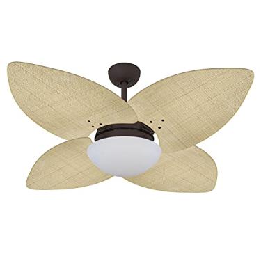 Imagem de Ventilador de Teto Volare Marrom Texturizado Vidro Fechado Dunamis Pá Palmae Natural 127V