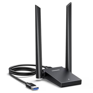 Imagem de UGREEN Adaptador WiFi 6 AX1800 para PC com Antenas Duplas de 5dBi, Banda Dupla 5G/2.4G, WAP3-SAE, Cabo USB 3.0 de 3 Pés para Micro USB 3.0, Dongle