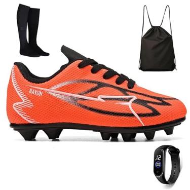 Imagem de Kit Chuteira Infantil Futebol Meninos Trava Campo Grama Natural + Mochila + Meião + Relogio