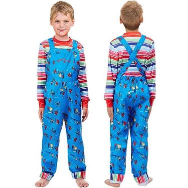 Imagem de EJWCIG Chucky Costume for Kids Girls Boys Halloween Cosplay Scary Killer Costumes Jumpsuit Props Outfit (110, boys)