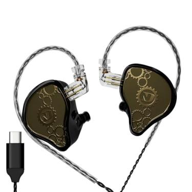 Imagem de FEDAI Fones de ouvido ND Venus intra-auriculares, fones de ouvido IEM com driver magnético duplo de 10 mm, fones de ouvido para jogos HiFi com fio, cabo destacável de 2 pinos (sem microfone, preto,