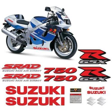 Imagem de Adesivos Moto Suzuki Gsrx 750 Srad 1998 Emblemas Vermelho - SPORTINOX