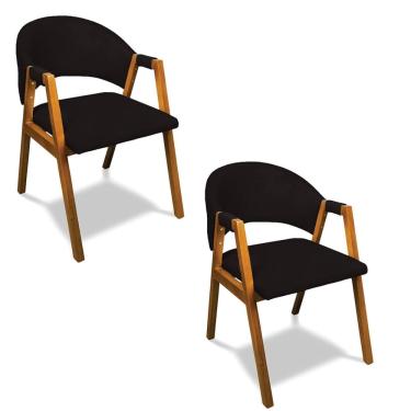Imagem de Cadeira Sala de Jantar Em Madeira kit 2 Yara Suede D03 - D`Rossi