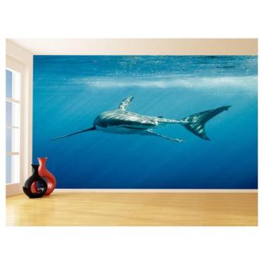 Imagem de Papel De Parede 3D Fundo Do Mar Tubarão Branco 3,5M Fm115 - Você Decor