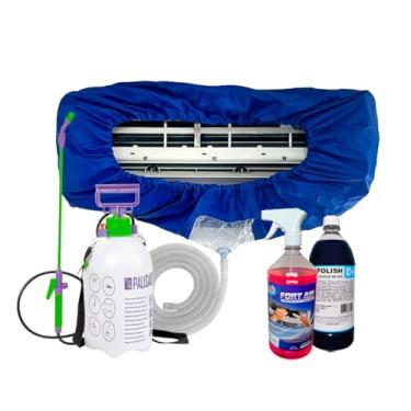 Imagem de Bolsa Coletora Para Limpeza De Ar Condicionado + Bactericida 1 Litro + Pulverizador 5 Litros + Limpa Alumínio 1 Litro