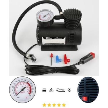 Imagem de Kit Calibrador manômetro mini compressor ar bomba elétrica enche pneu 