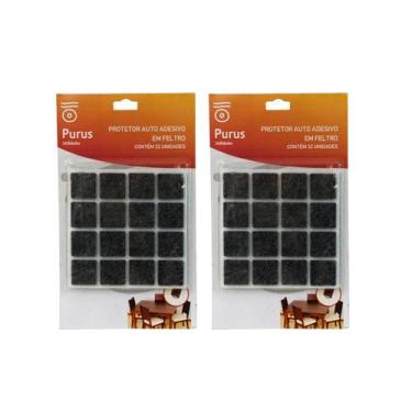 Imagem de Kit 64 Protetores Pé Cadeira Feltro Quadrado Auto Adesivo - RT