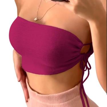 Imagem de Kit 2 Tops Faixa Cropped Feminino Amarração Casual Multiuso Festa - Hy