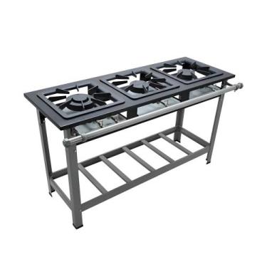Imagem de Fogao Industrial 3 Bocas M-7 1Qd 2Qs S2000 30X30 Perfil 6,5 Cm Com Por