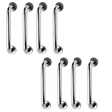 Imagem de Alça de Apoio Barra Inox 30cm Kit 8 Unidades Segurança Idoso Cadeirant