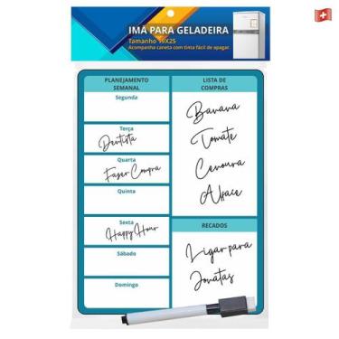 Imagem de Lousa Quadro Magnético Imã De Geladeira Com Caneta Apagador - Geral