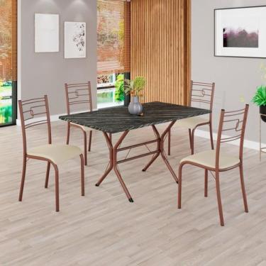 Imagem de Conjunto Sala de Jantar Mesa Retangular 120x75cm Tampo Pedra Ardósia I