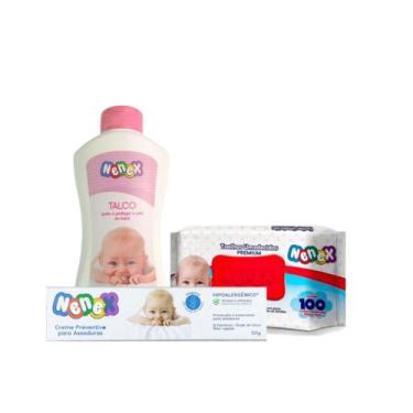 Imagem de Kit Troca de Fralda as com 3 itens Talco/Toalha Umed/ Creme P/ Assad -