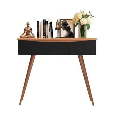 Imagem de Aparador slim retrô alto parise 3 gavetas desing unico pés de madeira 