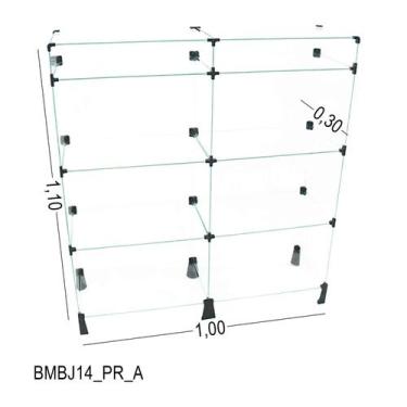 Imagem de Balcão de Vidro com Porta Bijuteria - C/ Conectivo Preto -  MOD.50 - 1