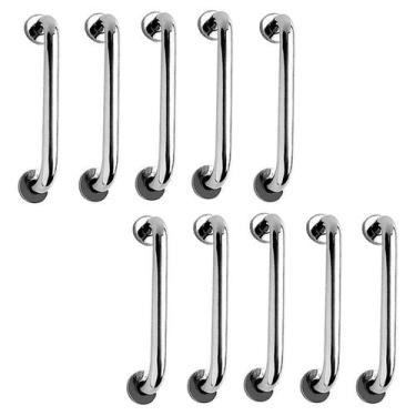 Imagem de Alça de Apoio Inox Barra 30cm Kit 10 Unidades Idoso Cadeirante Banheir