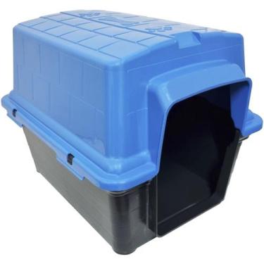 Imagem de Casa Casinha Cachorro Cães Plástico Raças Porte Pequeno 2 Em 1 N2 Azul