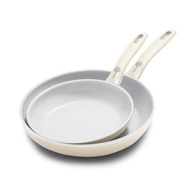 Imagem de GreenPan Dover Conjunto de frigideiras de 20 cm, 25 cm, 2 peças, revestimento antiaderente de cerâmica não tóxica, sem PFAS, omlete de ovo de fritura Sear, seguro para lava-louças e forno, alça para