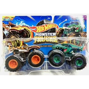 Imagem de Hot Wheels Monster Trucks Demolition Doubles 1:64 Die-Cast 2-Pack Tiger Shark vs Mega Wrex