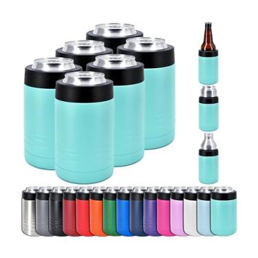 Imagem de Clear Water Home Goods – Lata de aço inoxidável de parede dupla isolada a vácuo de 355 ml mantém a bebida fria por horas – Revestido em pó azul petróleo – Pacote com 6