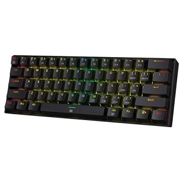Imagem de Redragon Teclado para jogos K630 Dragonborn 60% RGB com fio, teclado mecânico compacto de 61 teclas com interruptor azul tátil, suporte para driver profissional, preto