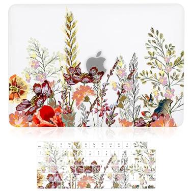 Imagem de iDonzon Capa para MacBook Air 13,5 polegadas M2 A2681 versão 2022, efeito 3D fosco transparente transparente capa dura compatível com Mac Air 13 com tela de retina líquida Touch ID, flores de campo