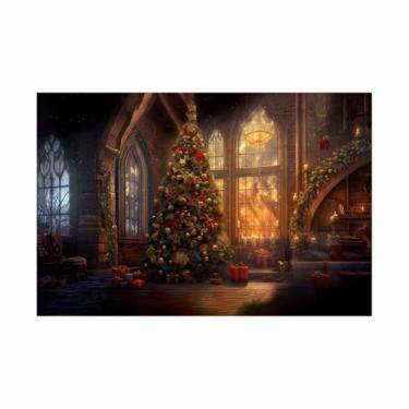 Imagem de Painel de Lona Natal Árvore de Natal Luz Dourada - 200x150cm - Fabrika