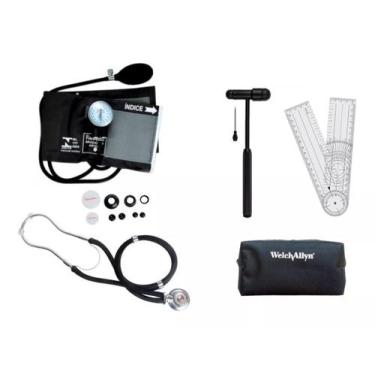 Imagem de Kit Fisioterapia Esfigmo Esteto Martelo Buck Goniômetro Case - Premium
