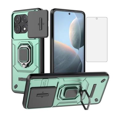Imagem de Asuwish Capa de telefone para Xiaomi Redmi K70E/Poco X6 Pro com capa de câmera deslizante de vidro temperado protetor de tela suporte de anel suporte robusto fino protetor híbrido Redme K 70 70K E 6X