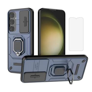 Imagem de Asuwish Capa de celular para Samsung Galaxy S24 Plus S24+ 5G com capa deslizante para câmera de vidro temperado, suporte de anel, resistente, fina, célula protetora S24plus 24S + S 24 24+ mulheres