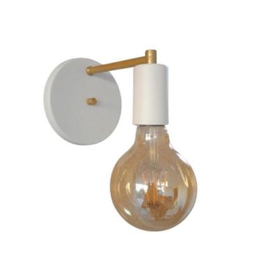 Imagem de Arandela Luminária Parede Cama Moderna Branca c/ Dourado E27 - Arandel