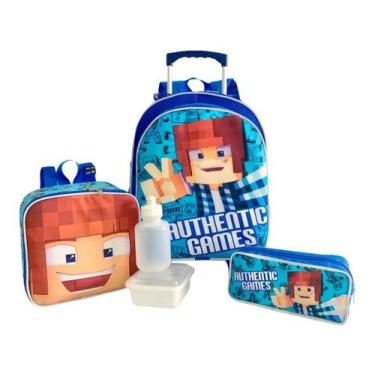 Imagem de Kit Mochila Infantil Escolar Authentic Games Rodinhas G F5 - proprio
