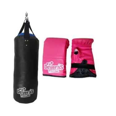 Imagem de Kit Boxe Saco de Pancada Cheio Profissional 70 cm + Par de Luvas Bate 