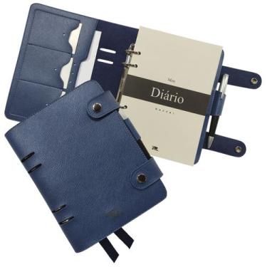 Imagem de Agenda Meu Diário 144-R Personalizado Raffai Couros, Azul Jeans