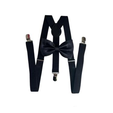 Imagem de 5 Kits Suspensório + Gravata Borboleta Adulto - STYLESTORE, Preto, Inf