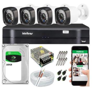 Imagem de Kit Cftv 4 Câmeras de Segurança AHD 720p e Dvr Mhdx Full Hd Intelbras 