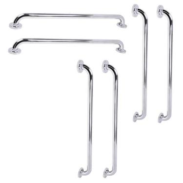 Imagem de Barra de Apoio 70cm Inox Kit 6 Unidades Criança Idoso Gestante Banheir
