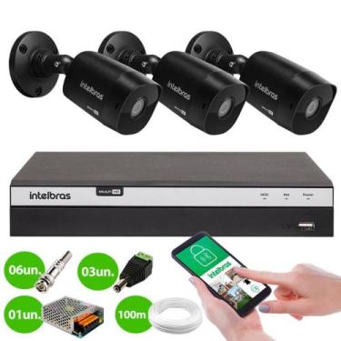Imagem de Kit 3 Câmeras Black Bullet, Multi HD Intelbras, Full Hd 1080p - VHD 12