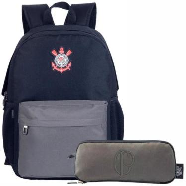 Imagem de Mochila Costas Esportiva Escolar Escudo Corinthians e Estojo - Xeryus