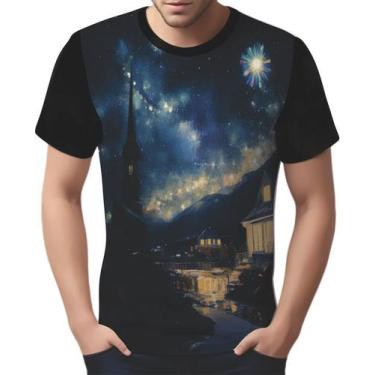 Imagem de Camisa Camiseta Van Gogh Releitura Noite Estrelada Pintura  - Enjoy Sh