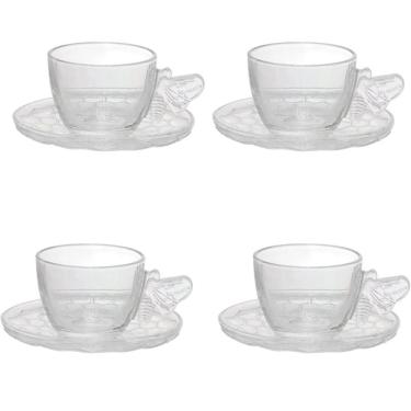 Imagem de Conjunto 4 Xícaras de Chá com Pires Bee Rainbow  200ml JGCH077 - Hauskraft