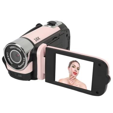 Imagem de Câmera Digital para Fotografia e Vídeo, D90 1080P Câmera Digital de 16 MP Filmadora Com Tela Giratória de 2,4 Polegadas Gravador de Vídeo HD Com Zoom de 16X Com Luz de (Rosa)