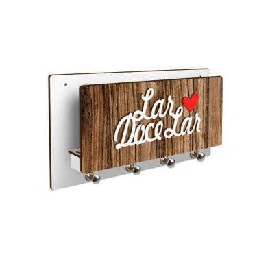 Imagem de Porta Chaves Com Porta Cartas Lar Doce Lar Em Mdf - spezialle, Branco