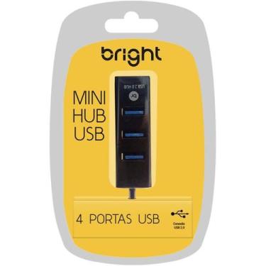 Imagem de Hub mini usb 2.0 4 portas preto bright