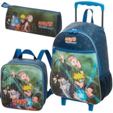 Imagem de Kit Mochila Rodinhas Lancheira Estojo Infantil Escolar Menino Naruto Time 7 Pacifc-Masculino