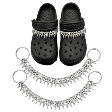 Imagem de 2 peças de correntes brilhantes para mulheres, pingentes góticos para sandálias de tamanco, decoração de sapatos, acessórios para meninas, homens, adolescentes e adultos, berloque brilhante para