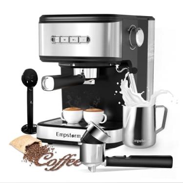 Imagem de Máquina de café expresso 20 bar, máquina de café expresso 2 em 1 com espumador de leite, varinha a vapor para latte e cappuccino, filtro de pó e cápsula, máquina de café removível de tanque de água de