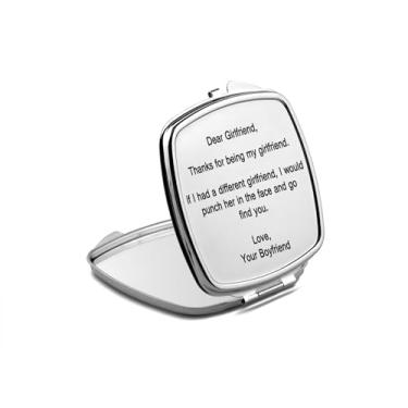 Imagem de Espelho compacto Dear Girlfriend, presente de namorada, espelho fotográfico obrigado por ser minha namorada, espelho de maquiagem de viagem pequeno espelho portátil, espelho de bolso portátil, ideia