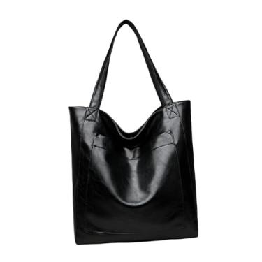 Imagem de Colaxi Mulheres Shoulder Bag Pocket Bolsa elegante para férias Compras pendulares Praia, Preto